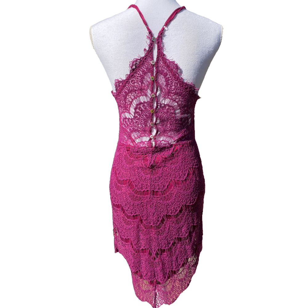 Free People Intimately She Got It Dahlia Purple Lace Slip Bodycon Dress Small - Picture 8 of 8